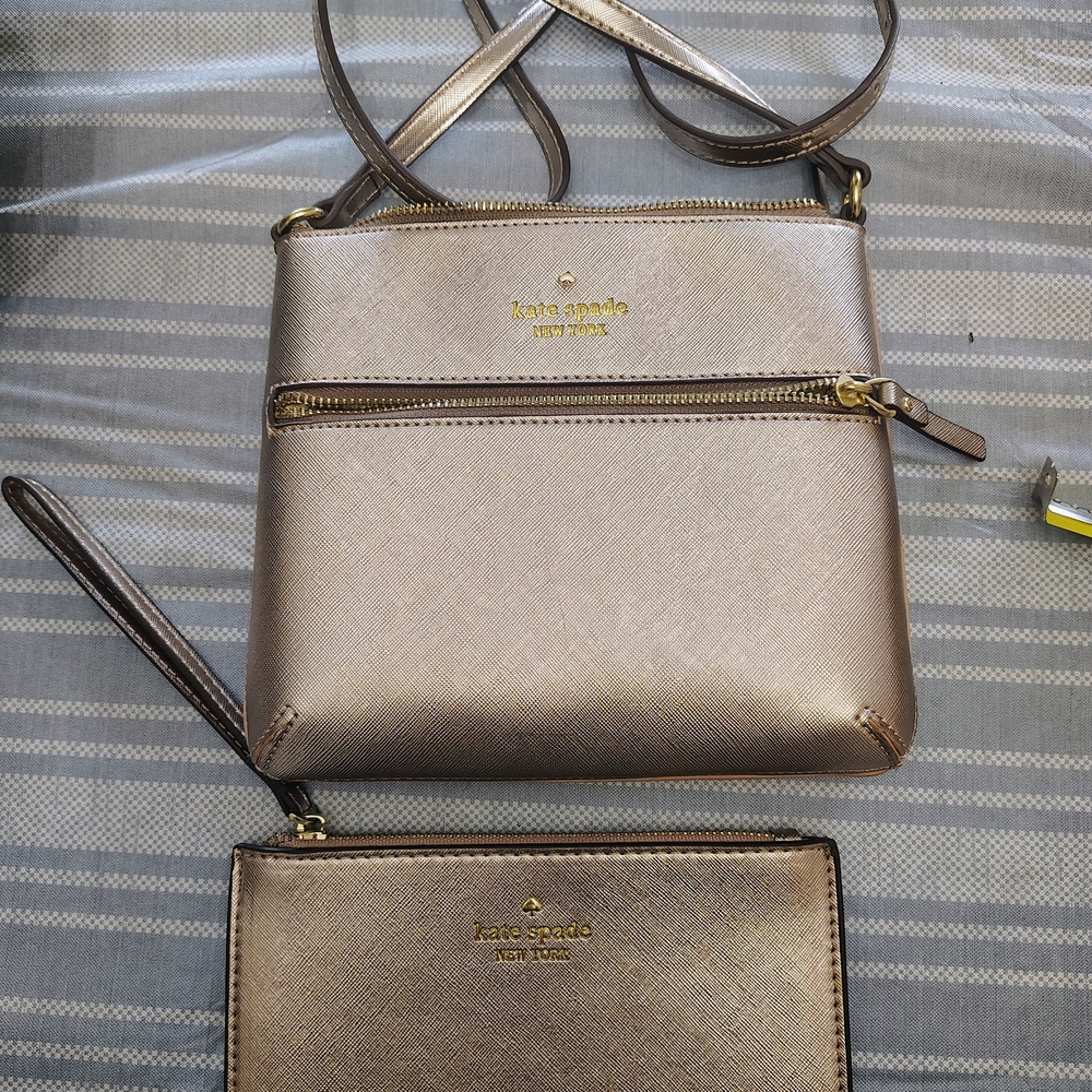 Kate Spade Gold Crossbody Bag and Wallet Set
